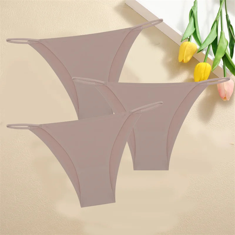 3-Pack Seamless Low Waist Bikini Briefs - Comfortable Stretch Underwear