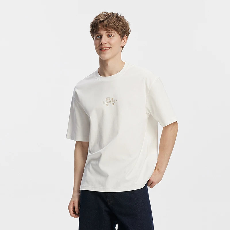 Men's Chinese Style Embroidered T-Shirt - Short Sleeve Casual Top Autumn 2025