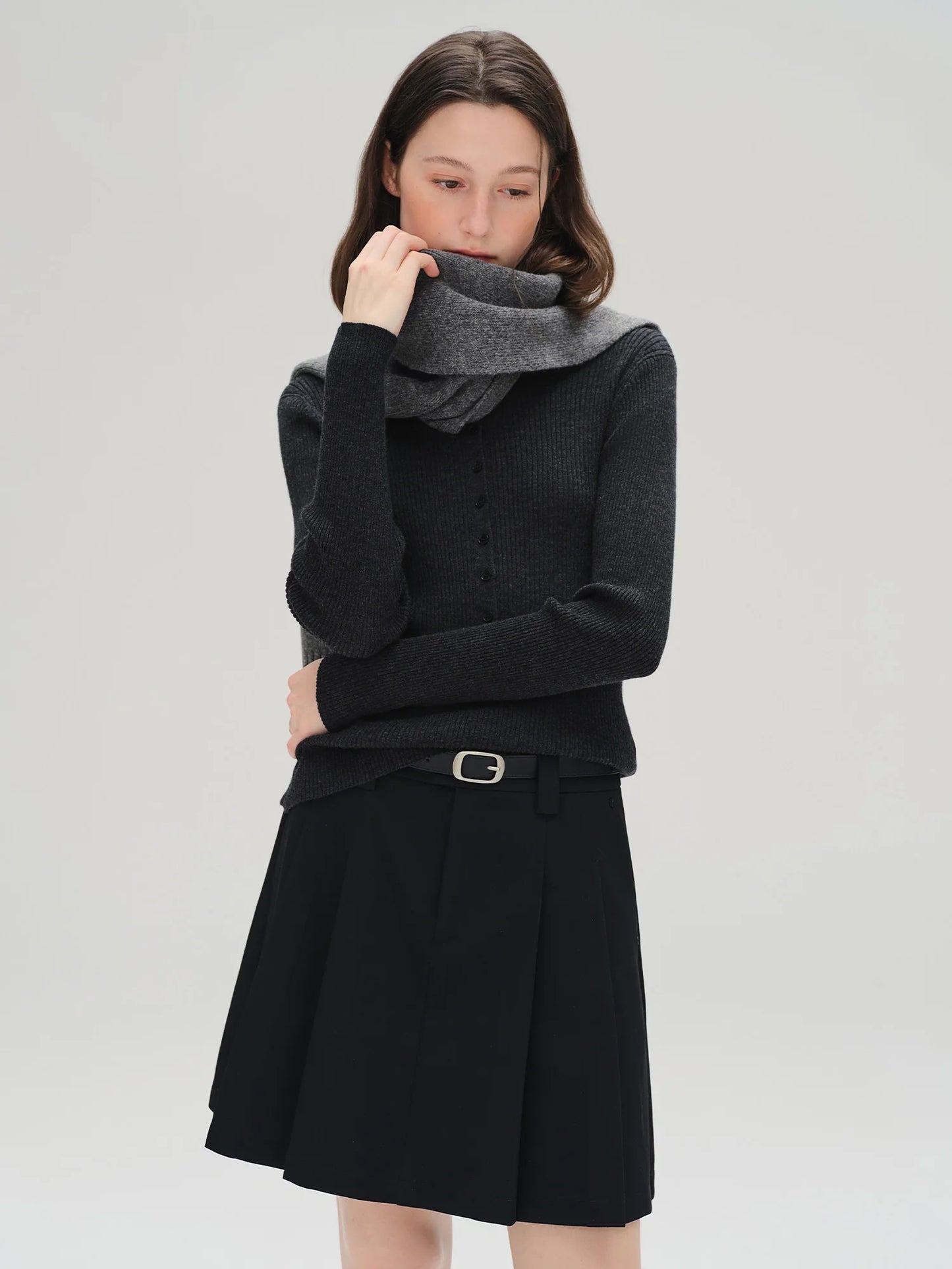Merino Wool Ribbed Knit Sweater