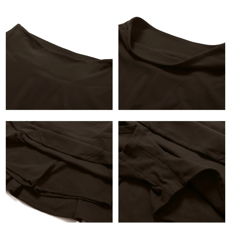 High Waist Sports Skirt - Quick Dry Yoga Skirt with Lined Shorts