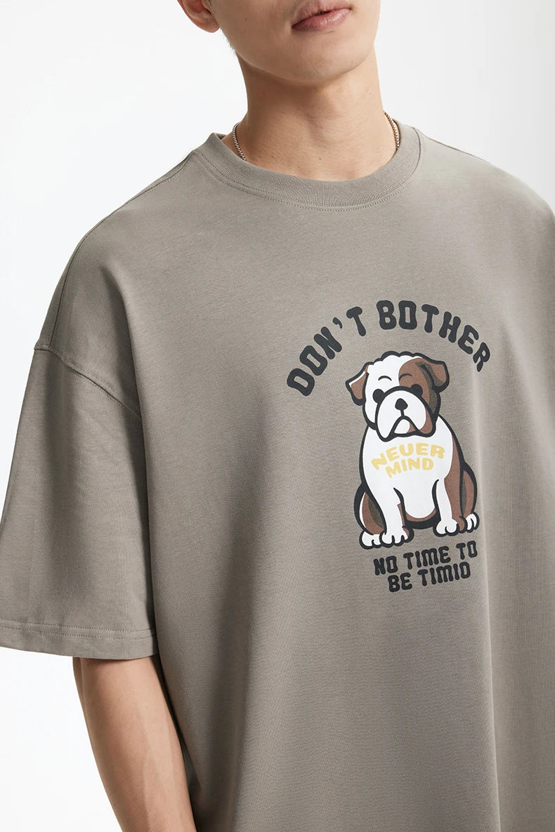 Men's French Bulldog Fun American Vintage 100% Cotton Heavyweight Casual Short Sleeve T-Shirt