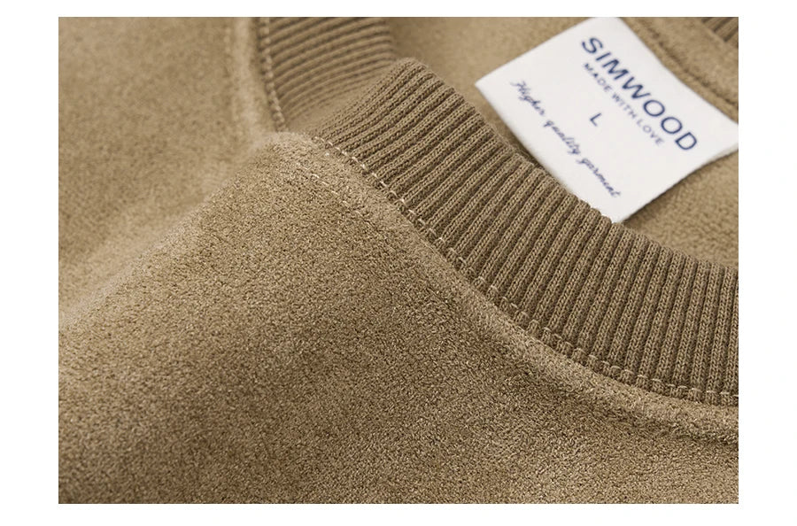 Men's 420gsm Suede Fabric Warm Fleece Lining Sweatshirt