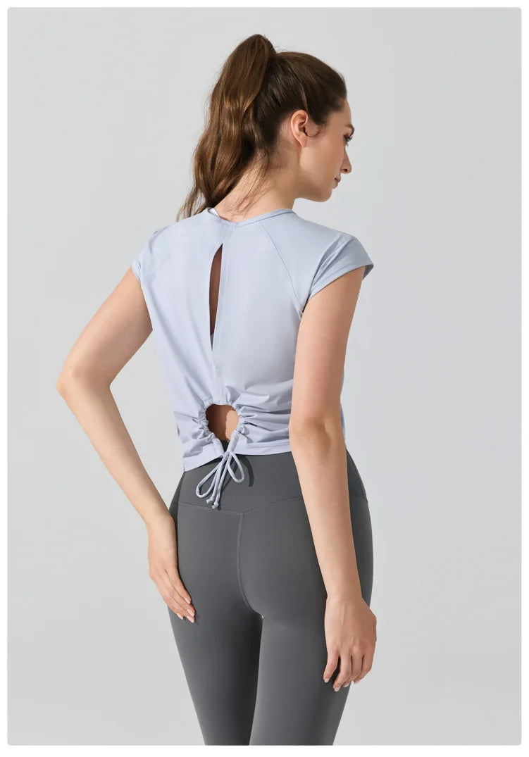 Women's Short Sleeve Yoga T-Shirt - UPF50+ Quick Dry Workout Top