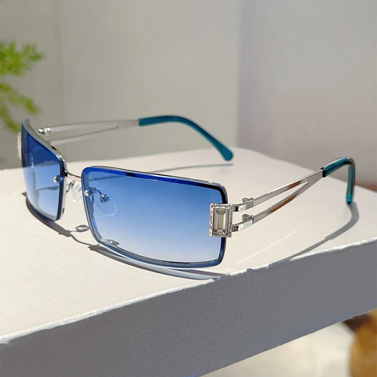 Unisex Rectangle Metal Gradient Sunglasses