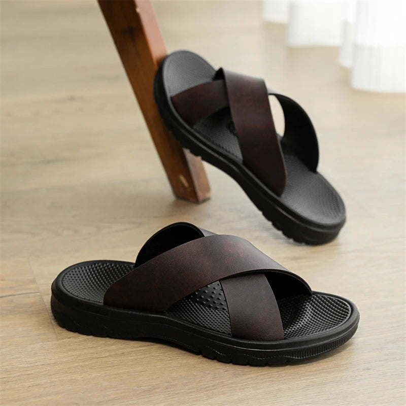 Men's Summer Slides Crossover Slippers Sandals