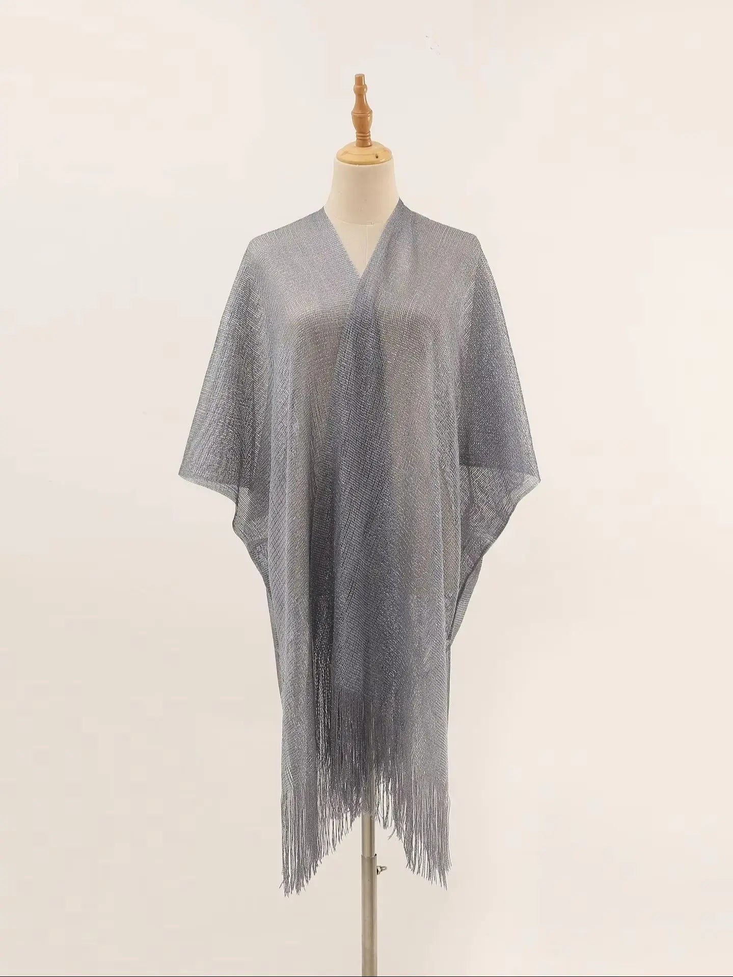 Women Swimsuit Cover Ups Shawl-Collar Caftans Beach Tunic Dress Robe Solid Tassel Pareo Beach Cover-ups