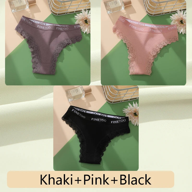 Women's Cotton Lace Low Waist Underwear Thongs G-String Lingerie