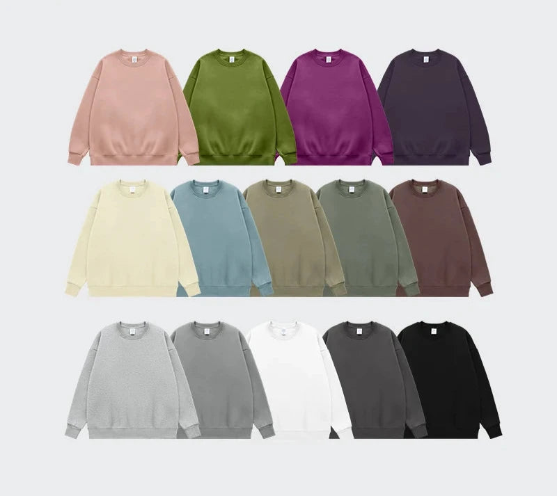 Men's Candy Color Pink Crewneck Sweatshirt Unisex Blank Minimalism Fleece Lined Sweatshirts Plus Size