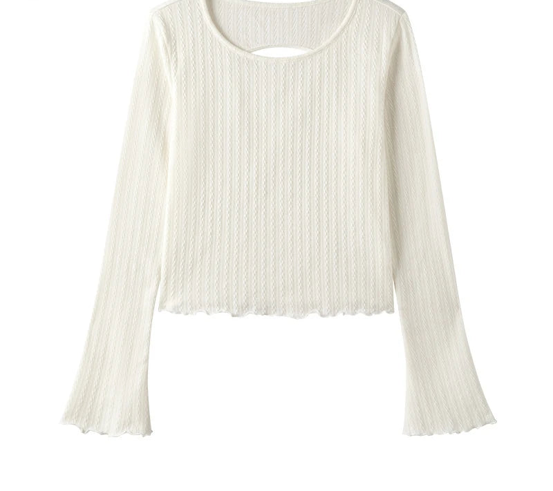 Hollow Out Base Layer Top - Slim Fit Lettuce Trim Undershirt