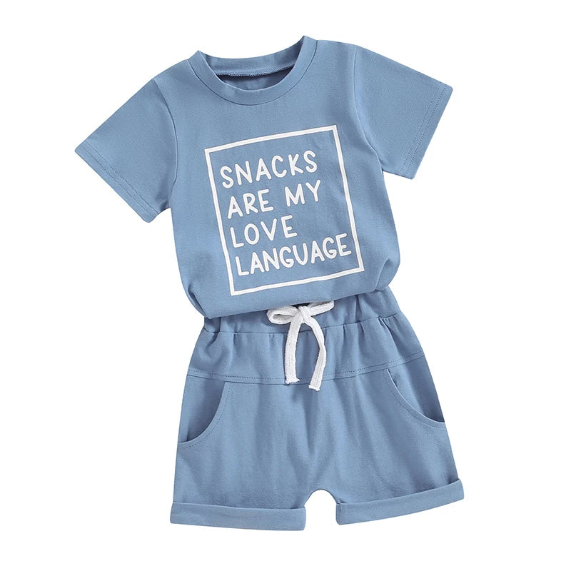 Summer Baby Boys Casual Letter Print Outfit Set - 2-Piece T-Shirt & Shorts (0-3Y)
