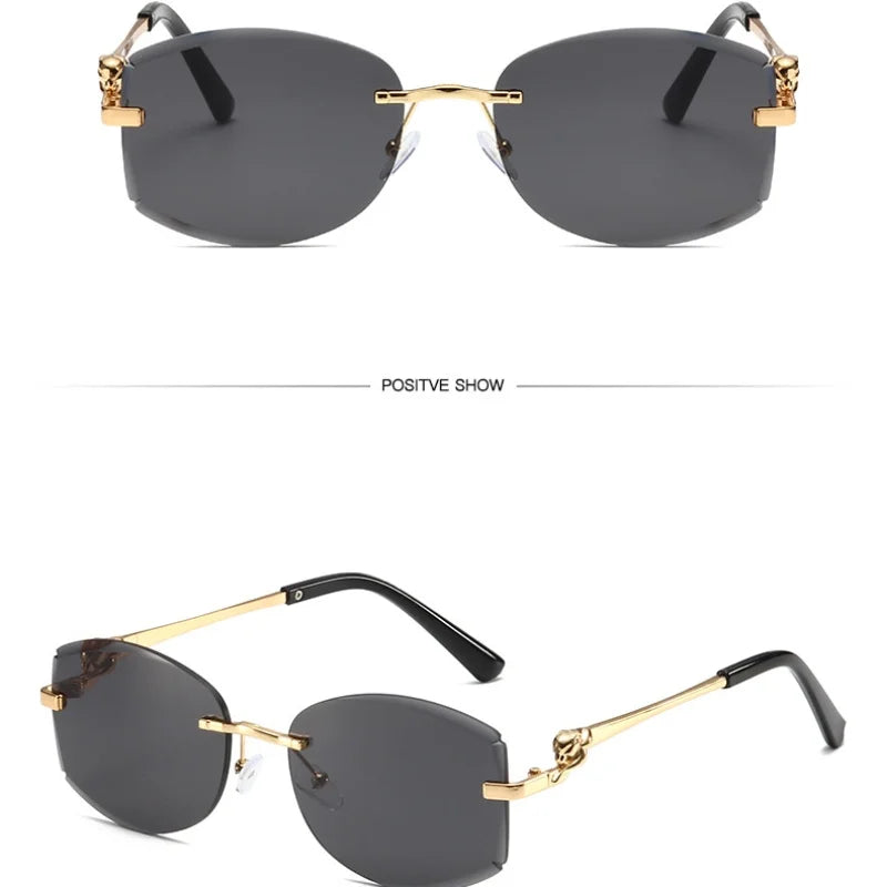 Women's Gradient Frameless Sunglasses - Cut Edge Metal Design