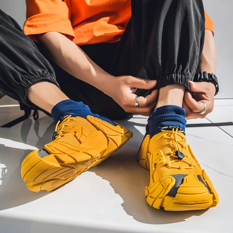 Men's Mesh High-Top Running Sneakers - Slip-On Sports Shoes