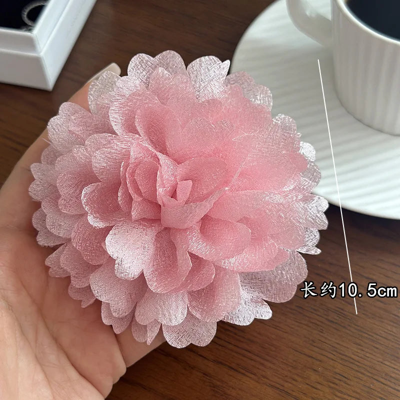 Camellia Chiffon Flower Brooch - Elegant Lapel Pin Wedding Corsage