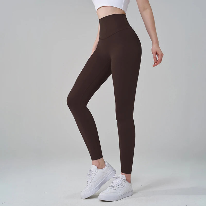 High Waist Nylon Yoga Leggings - Breathable Fitness Tights