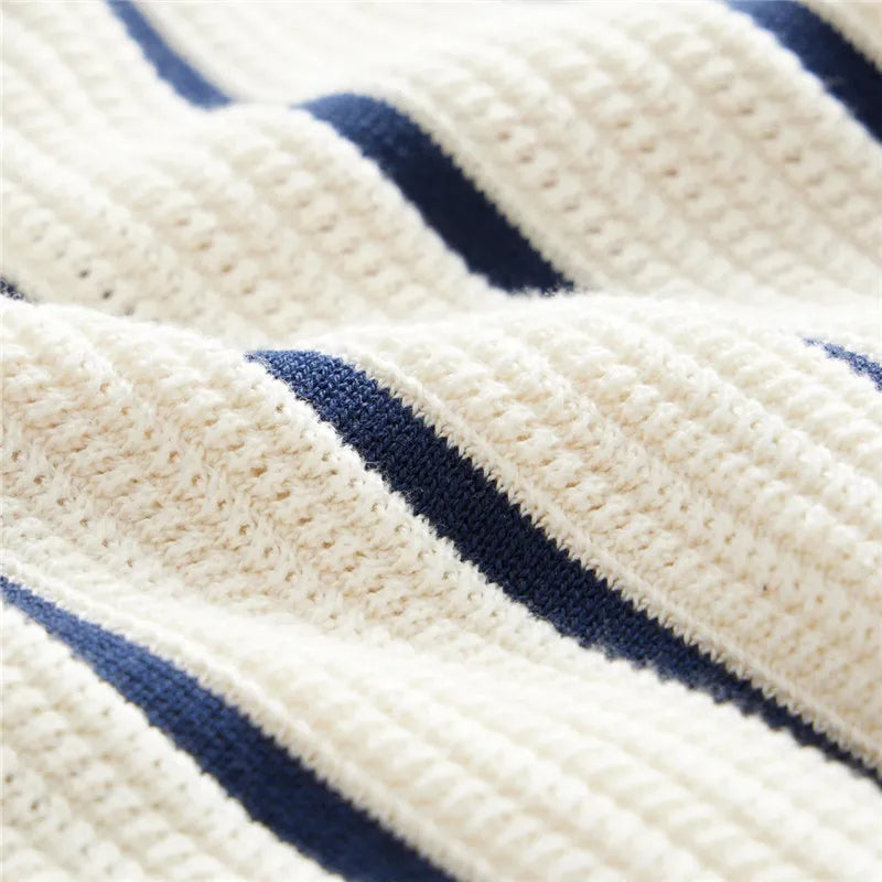 Men's Summer Striped Knit Polo Patchwork Short Sleeve Turn Down Collar Smart Casual Shirt
