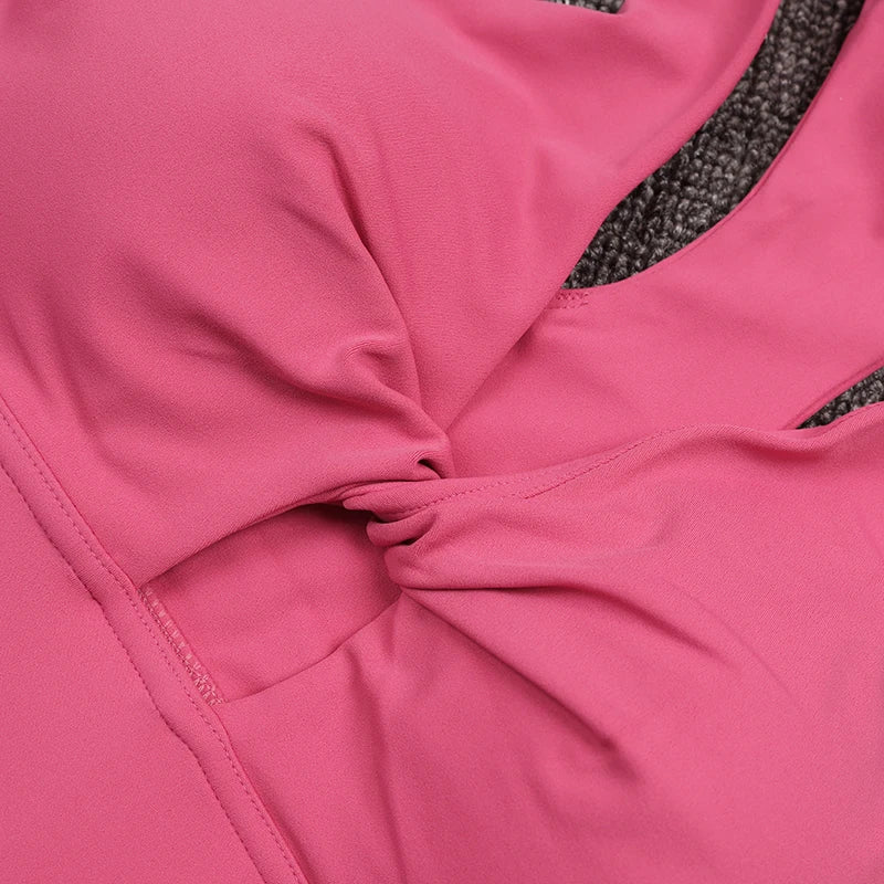 Halter Neck Yoga Crop Top Bra - Removable Chest Pad Elastic Breathable Sports Bra