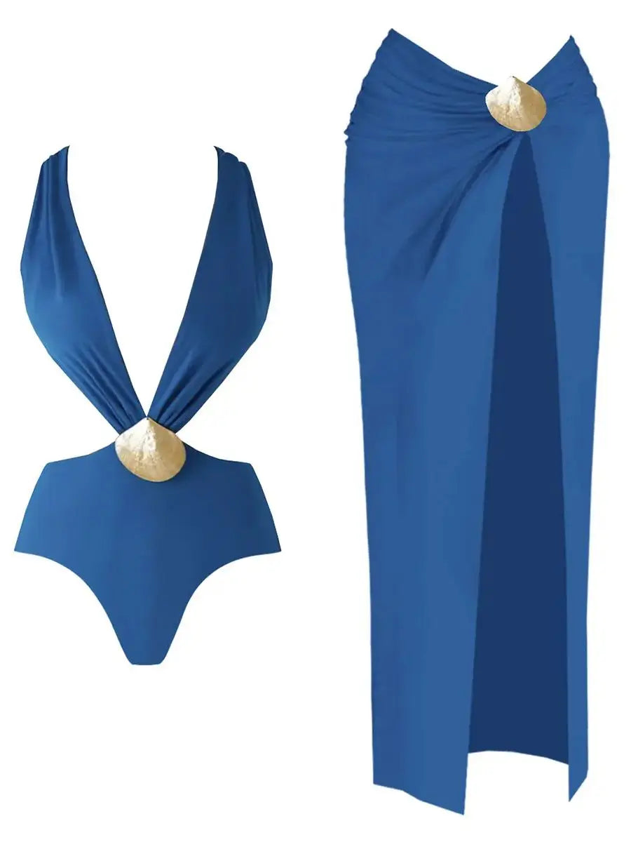 Cut-Out Swimsuit with Skirt - Bikini Dress Set