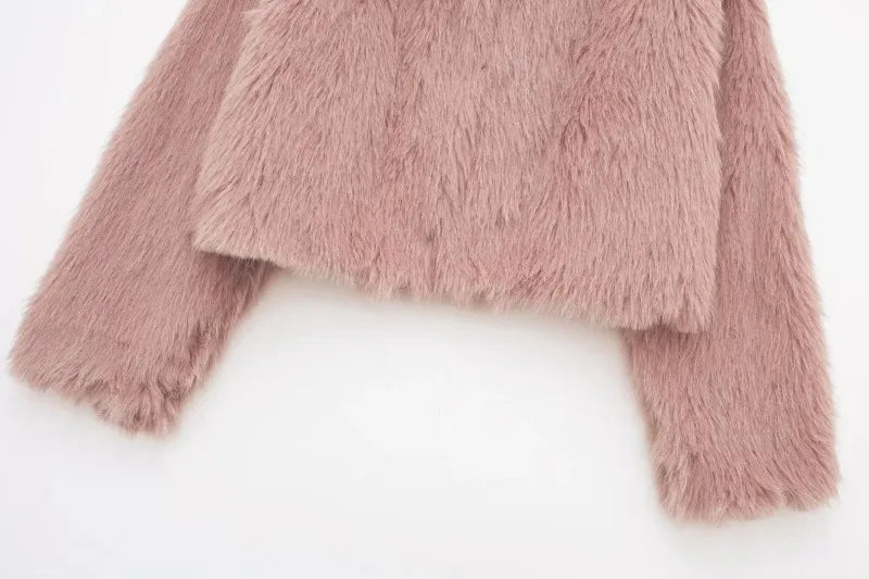 Women's Faux Fur Long Sleeve Cardigan Coat Jacket