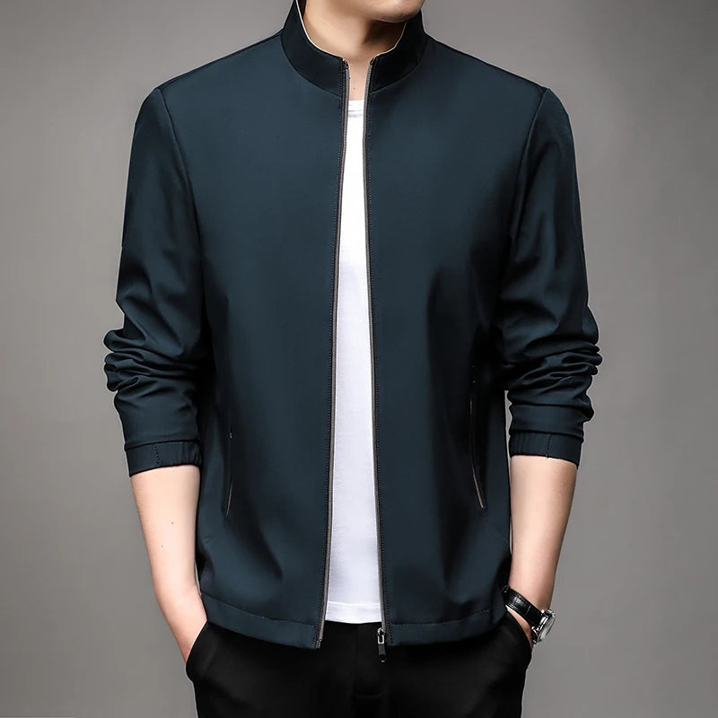 Men's Stand Collar Smart Casual Outerwear  Zipper Jacket