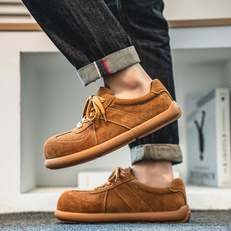 Men's Suede Leather Lace-up Flat Shoes