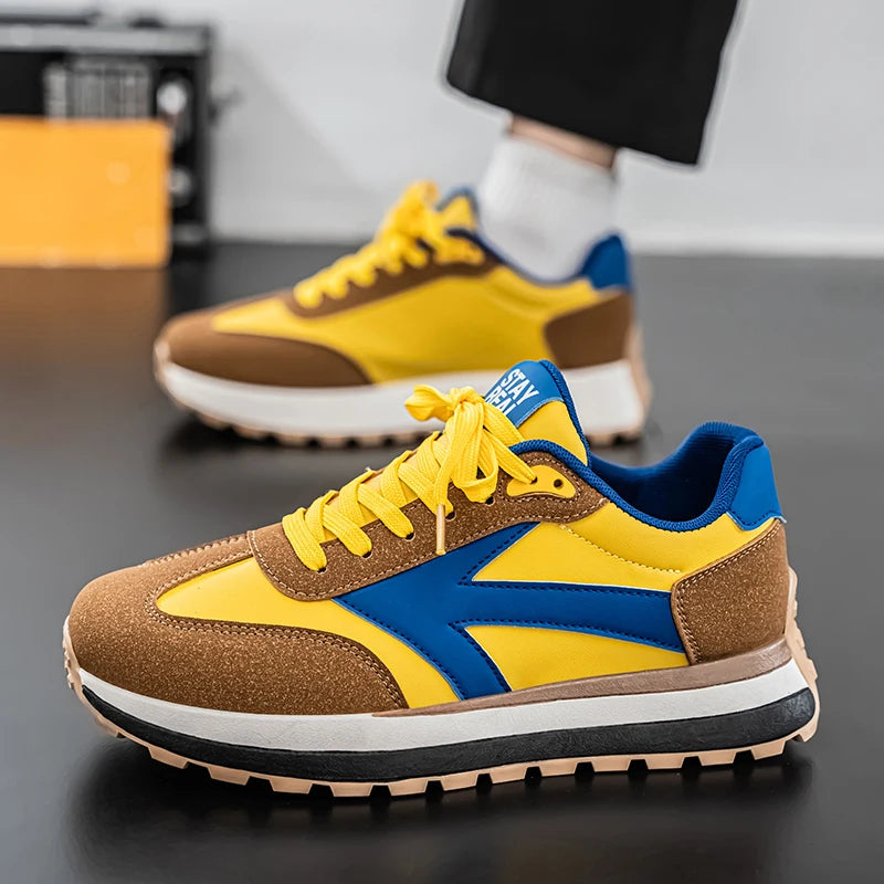 Men's Casual Sneakers Breathable Running Sport Shoes Tennis Sneakers Lace Up Platform Trainers Shoes
