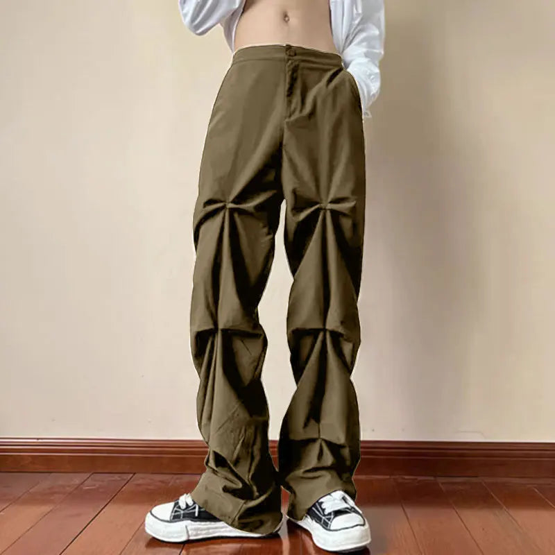 Men's Button Pleated Casual Trousers