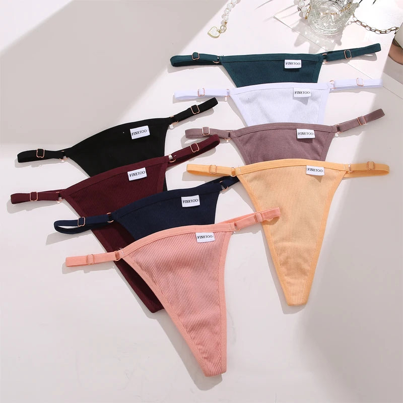4Pcs Women Cotton Thongs Adjustable Low Waist Underpants Underwear Lingerie