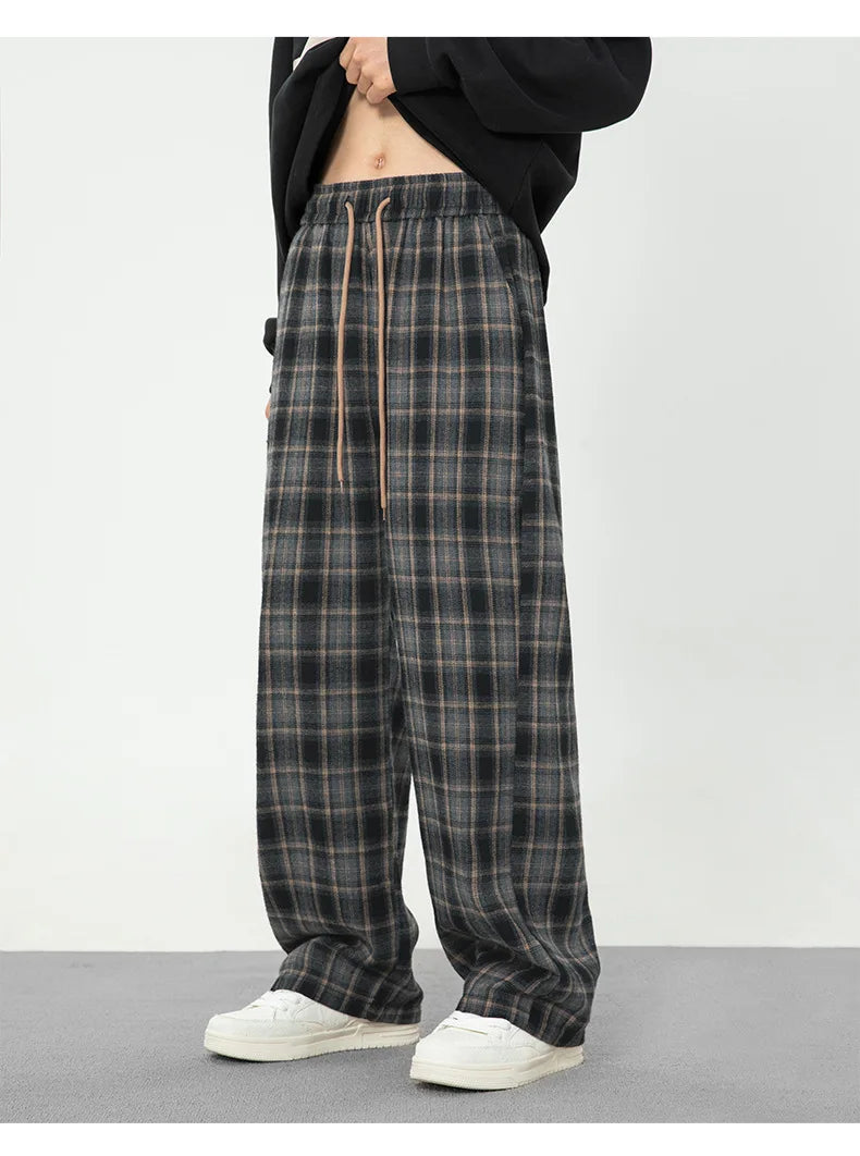 Men's Plaid Casual Trousers - Loose Straight Fit