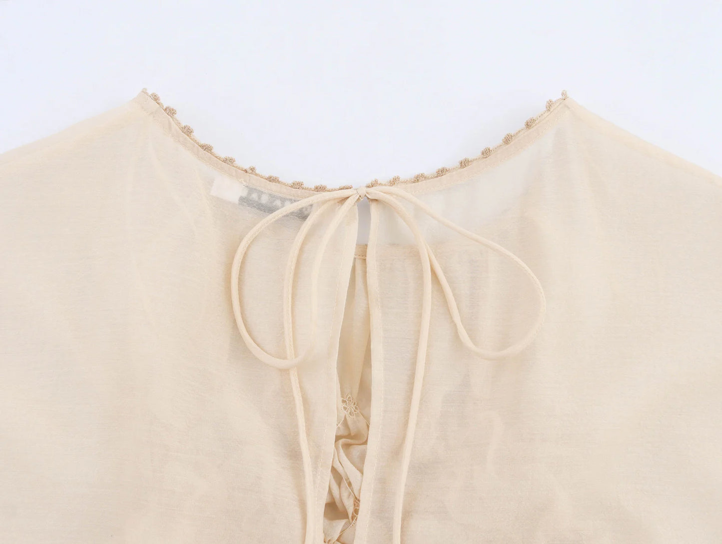 Semi-Transparent Pleated Short Sleeve Shirt - Sweet Design