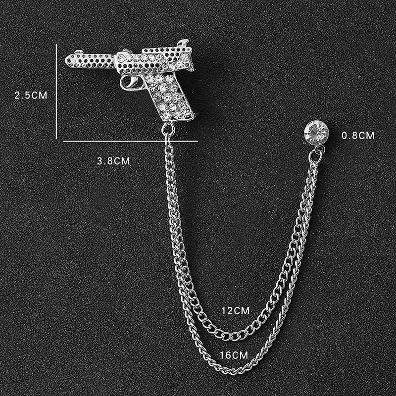 Rhinestone Eagle Brooch - Vintage Airplane Tassel Chain Lapel Pin