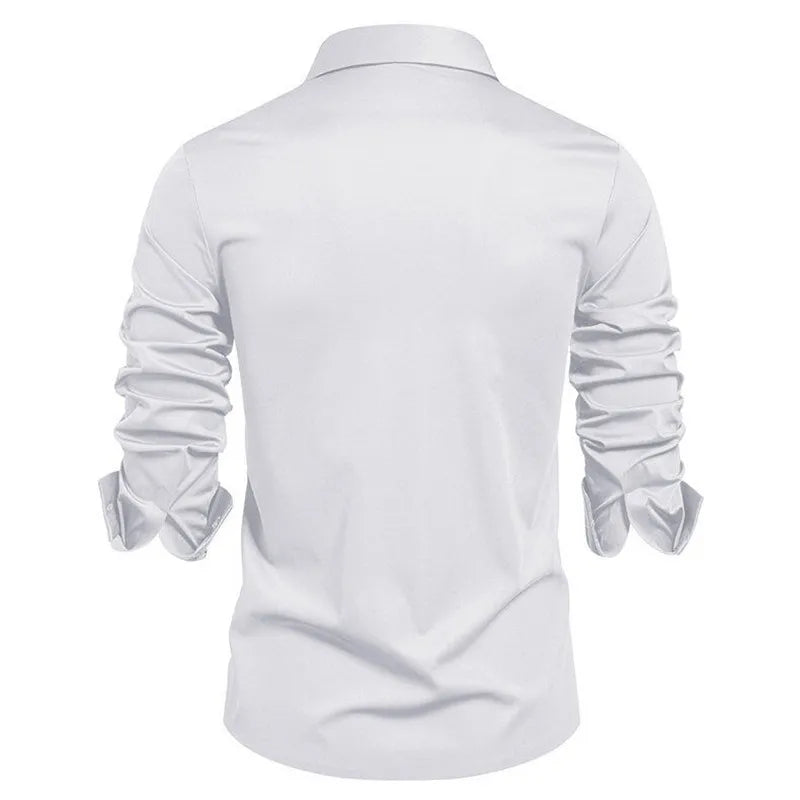 Square Collar Long Sleeve Shirt - Smart Casual Dress Shirt