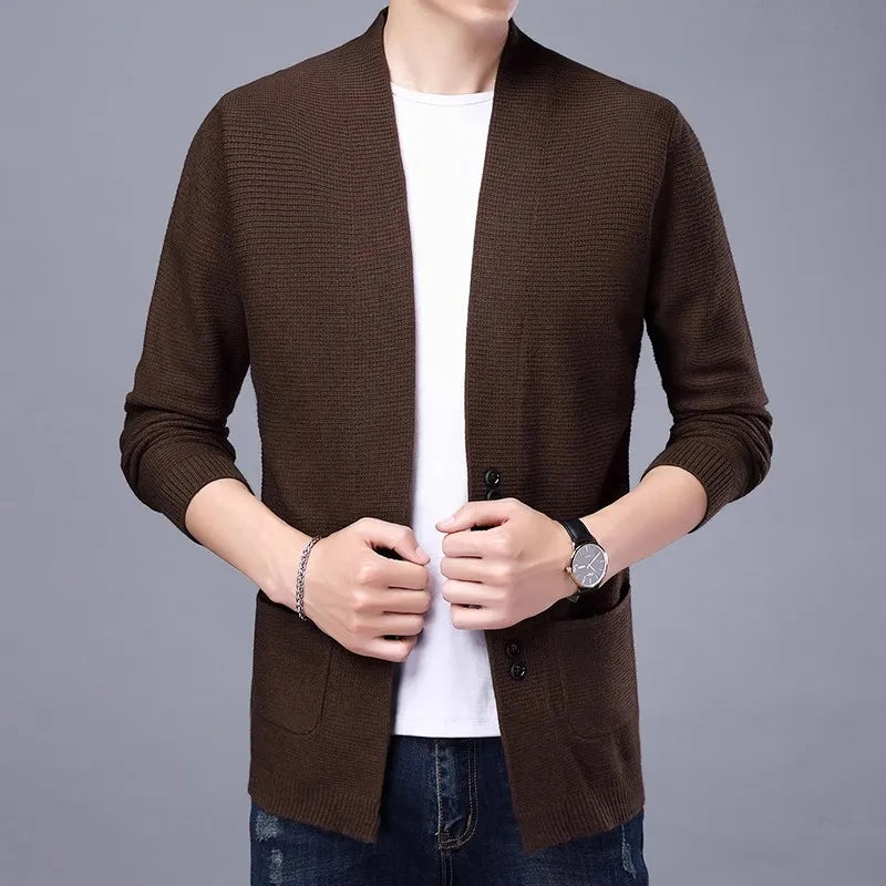 Men's  V Neck Casual Knit Cardigan Sweater