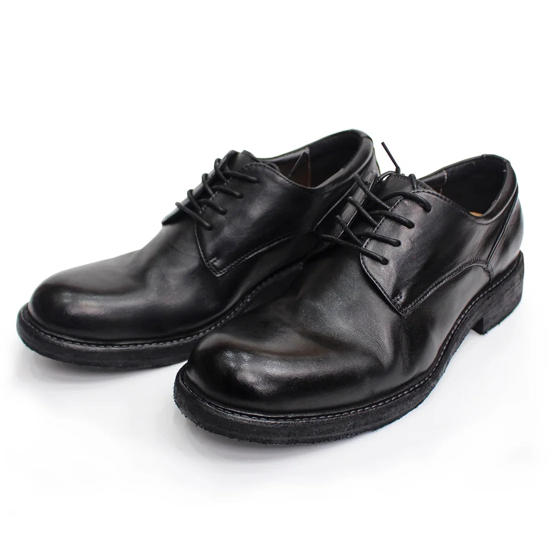 Men's Handmade Goodyear Sewn Comfortable Derby Formal Soft Leather Genuine Leather Round Toe Non-slip Casual Shoes