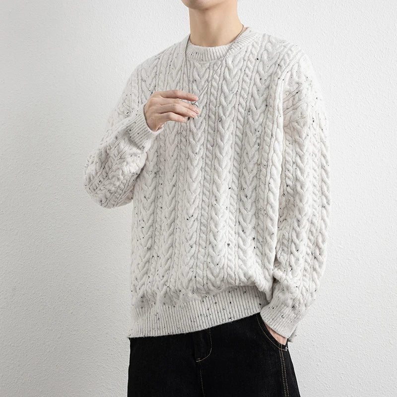 Men's O-Neck Knitted Sweater - Casual Loose Fit Pullover
