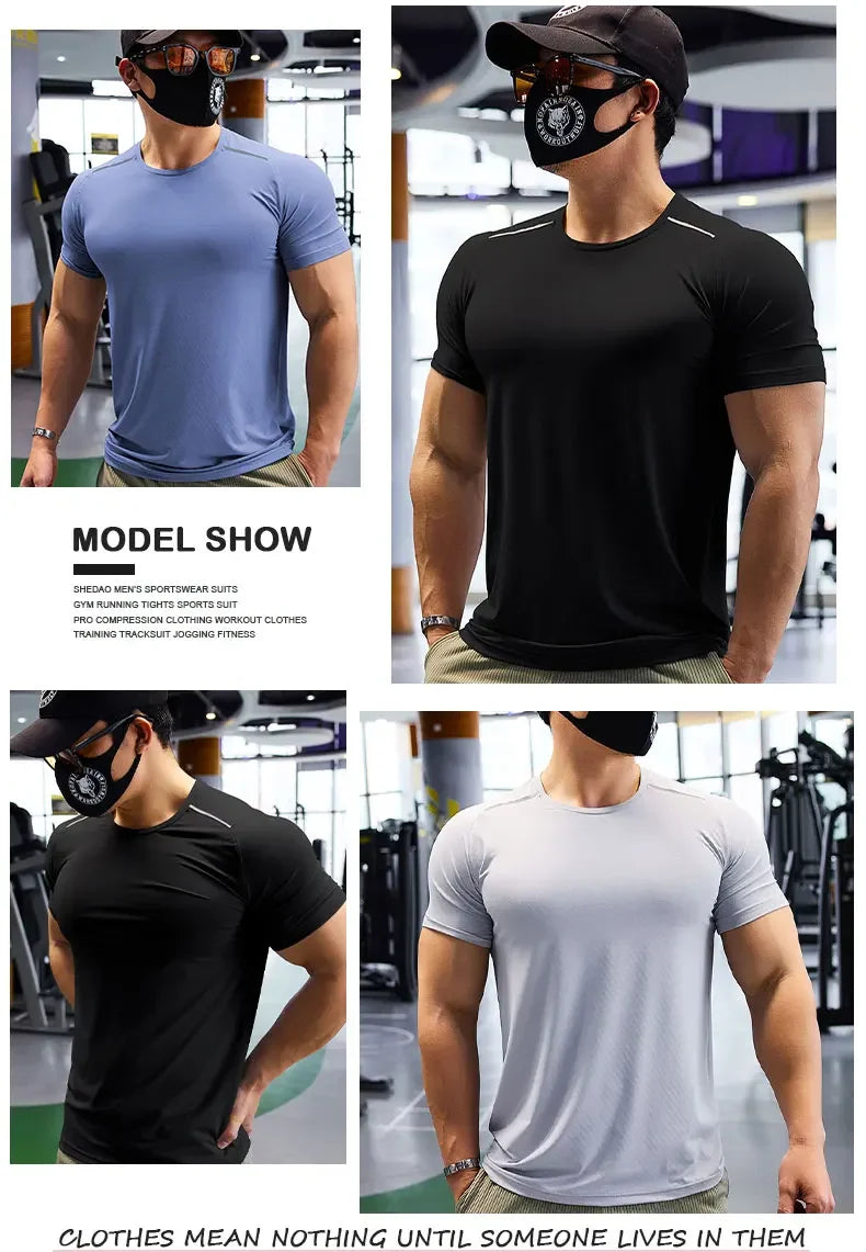 Men's Short Sleeve Sport Athletics Running Top Quick Dry Gym Wear T-Shirt