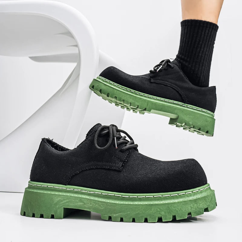 Men's Platform Denim Lace-up  Derby Shoes