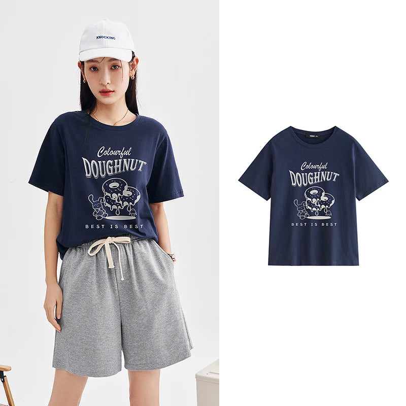 Women's Cartoon Rabbit Pure Cotton Short Sleeve Loose Versatile T-Shirt