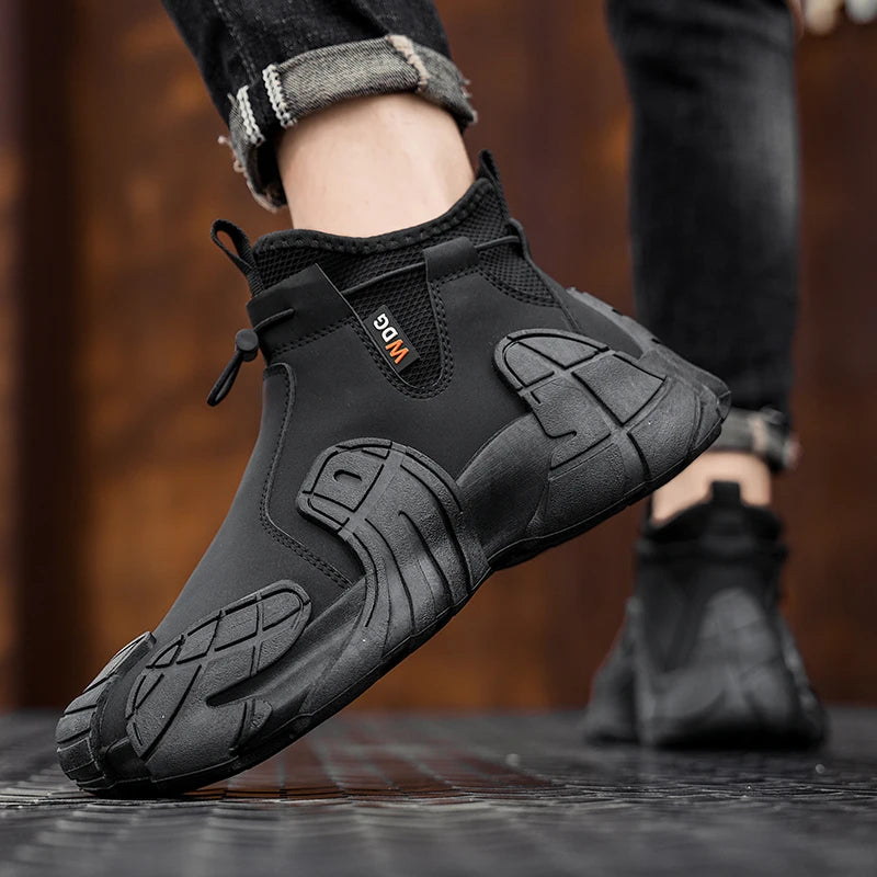 High-Top Platform Sneakers - Men's Slip-On Ankle Boots