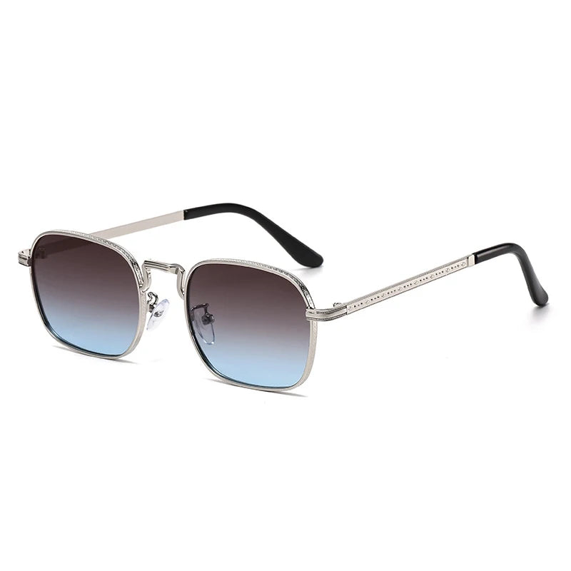 Retro Square Oval Metal Sunglasses - UV400 Protection for Women & Men