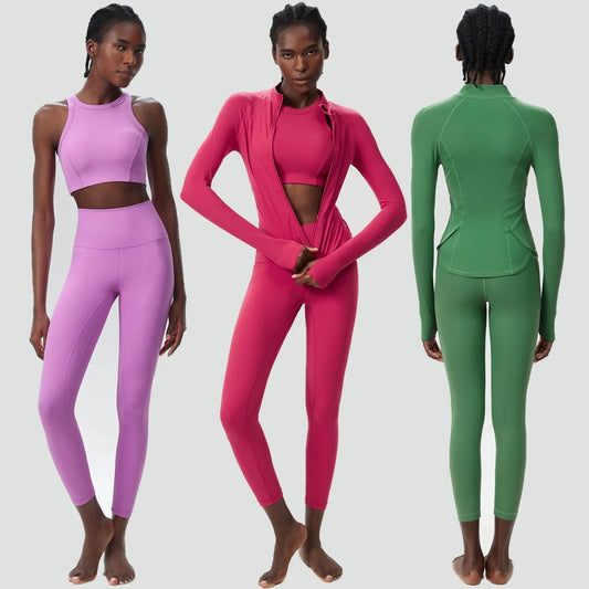 Ribbed Yoga Set - Three Piece Workout Activewear