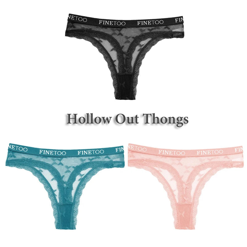 Women's Lace Thong Lingerie 3-Pack