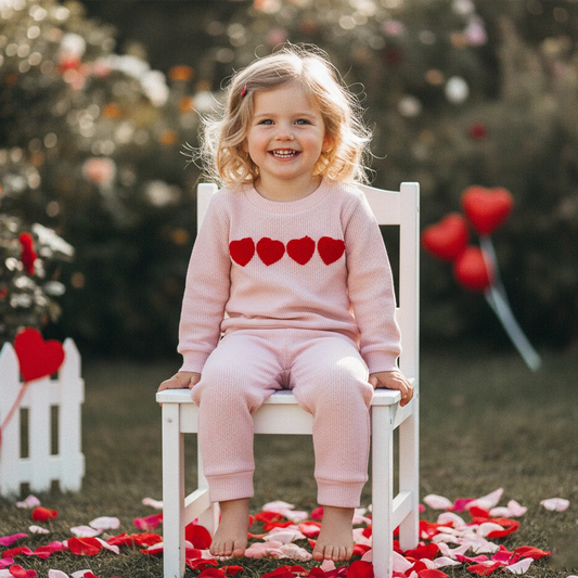 Toddler Baby Girls Valentine's Day Heart Print Long Sleeve Pullover and Pants Set