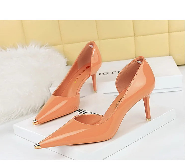 Patent Leather Metal Tip Pumps - Available in 7cm and 10.5cm Heel Heights