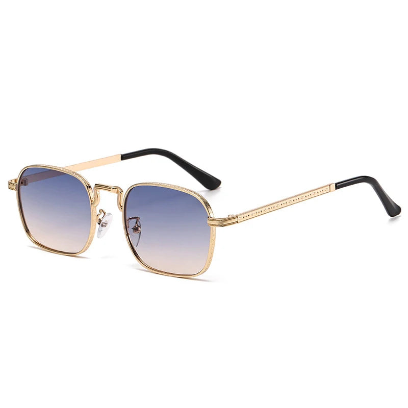 Retro Square Oval Metal Sunglasses - UV400 Protection for Women & Men