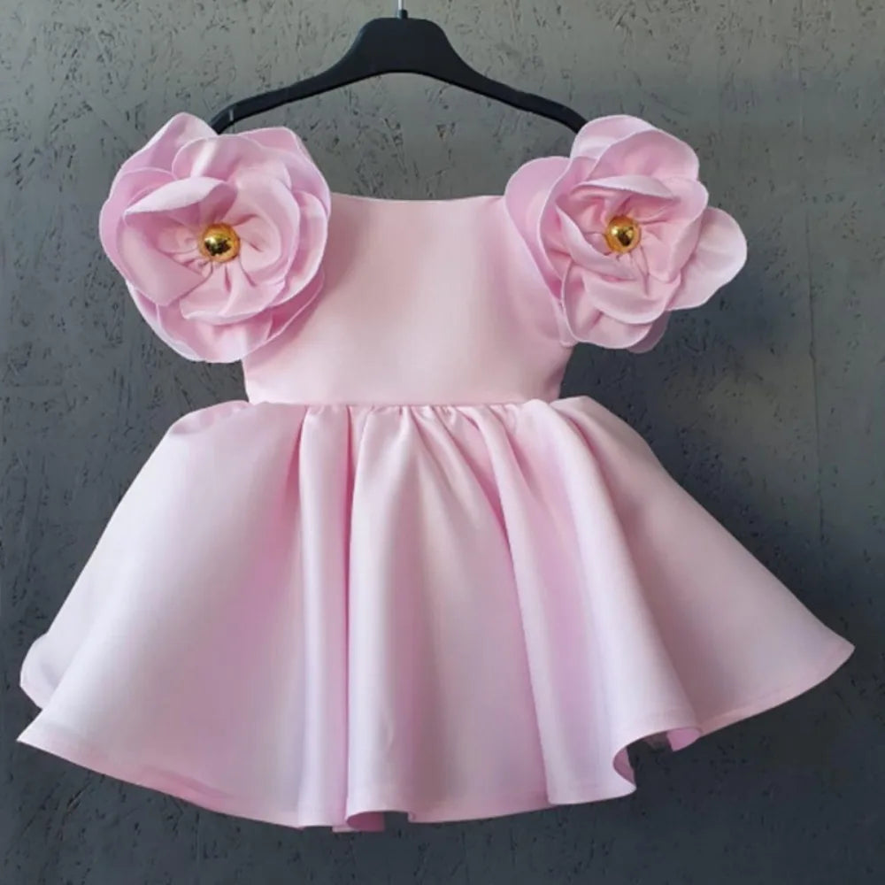 Girls Yellow Floral Princess Ball Gown – Summer Party Dress