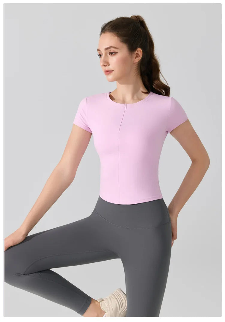 Women's Quick-Dry Yoga T-Shirt - Breathable Slim Fit Athletic Top