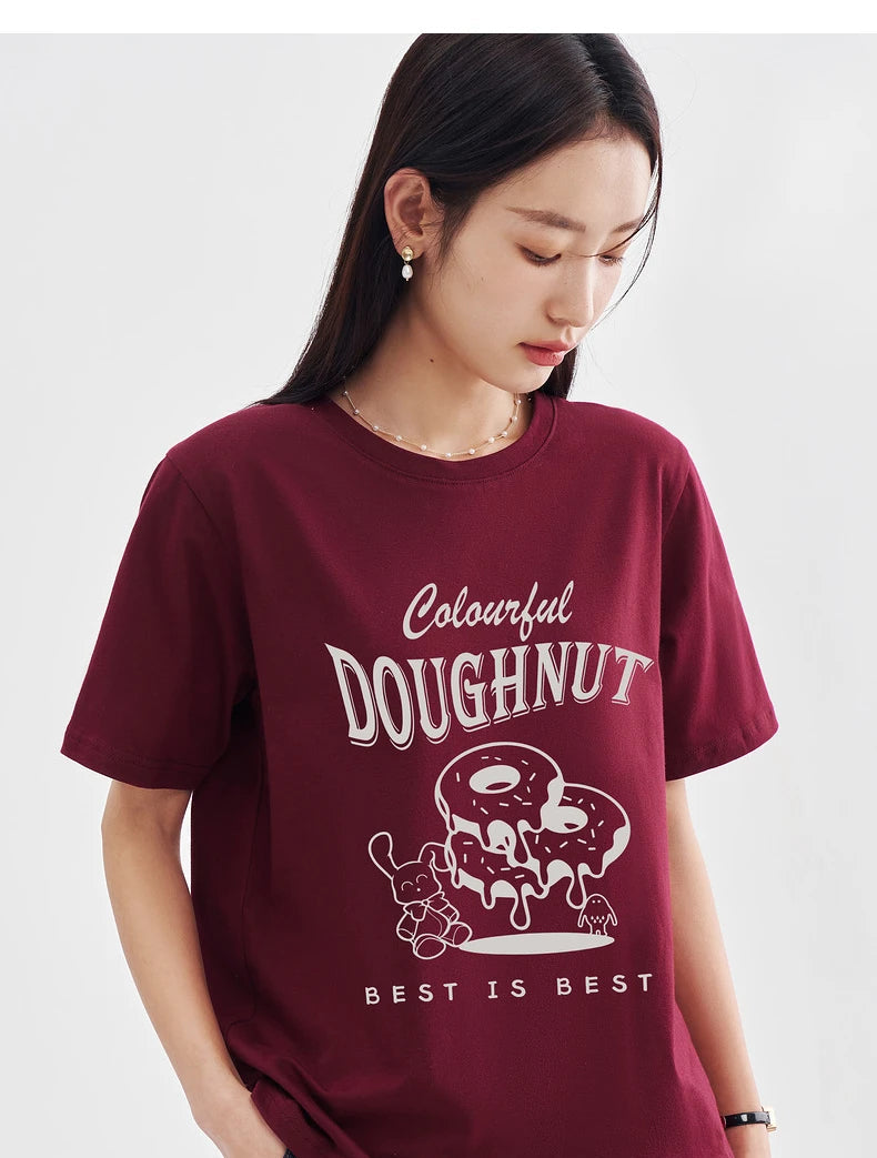 Women's Cartoon Rabbit Pure Cotton Short Sleeve Loose Versatile T-Shirt