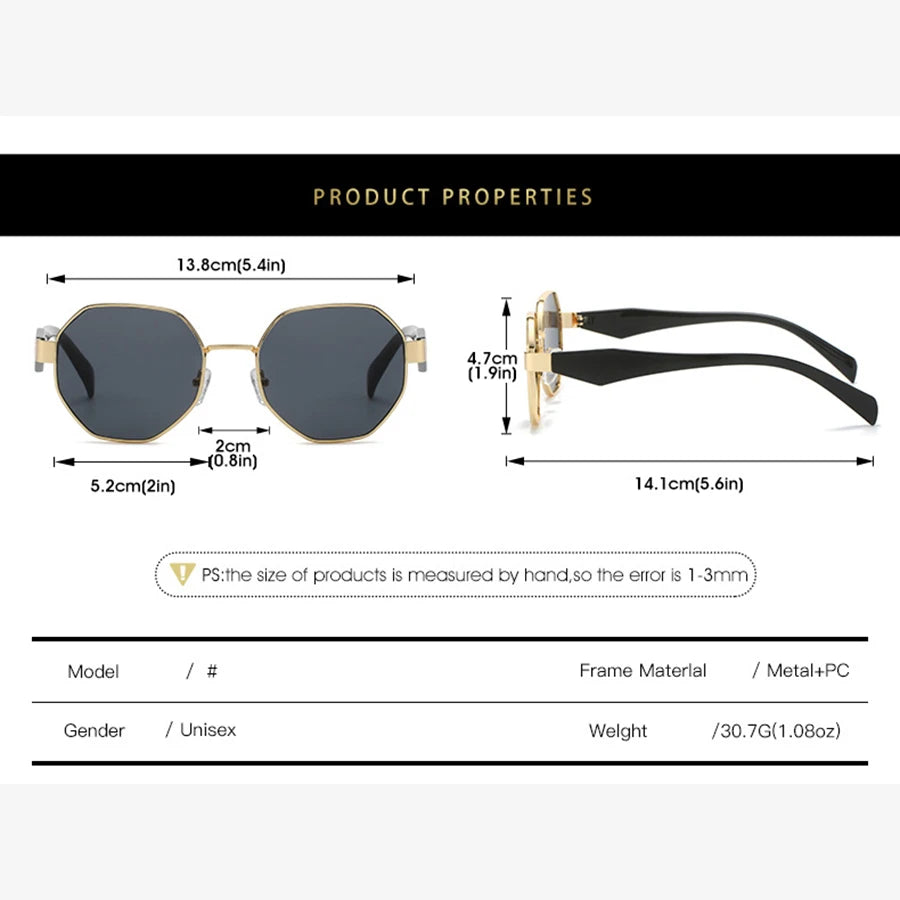 Trendy Polygonal Metal Frame Sunglasses - Women's Retro UV400 Protection