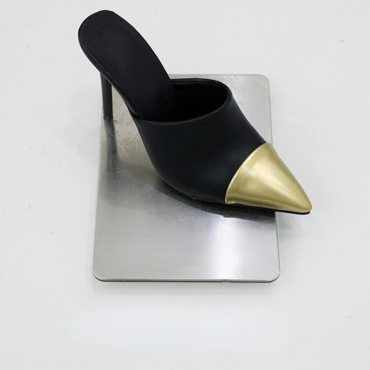 Women's Matte Leather Slipper High Heels