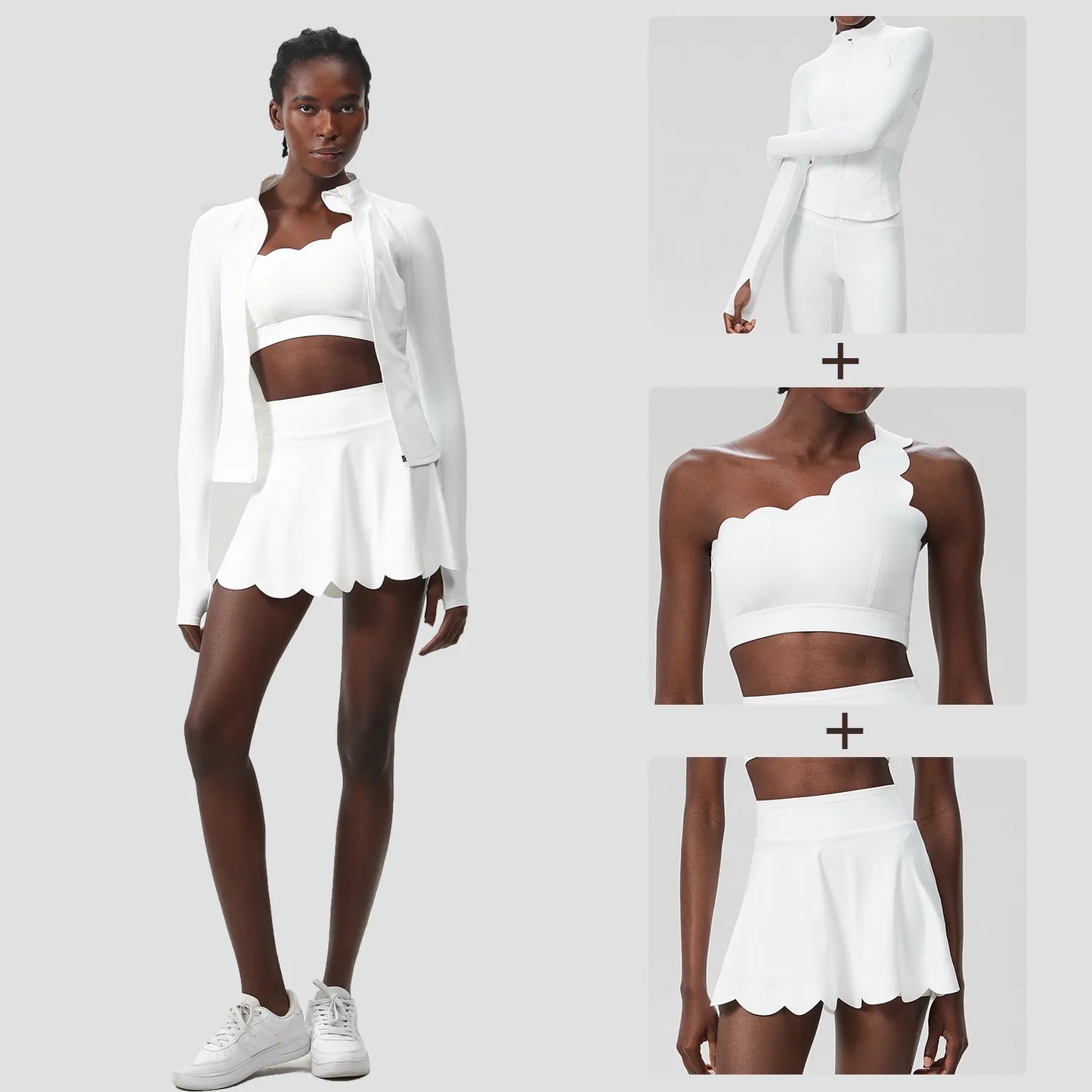 Women's 3-Piece Fitness Set with Tennis Skirt